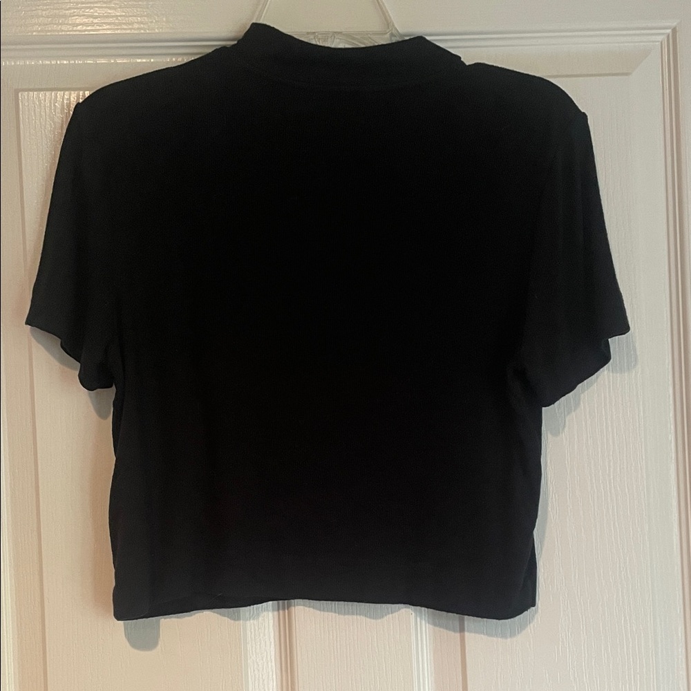 Babaton Black Crop Top L Mock Turtle - Picture 3 of 4